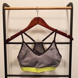 Dri-FIT grey racerback sports bra with mesh back